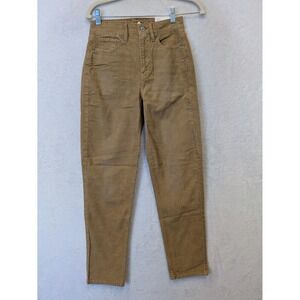 American Eagle Outfitters Women's Size 00 Tan Corduroy Mom Straight Jean Stretch